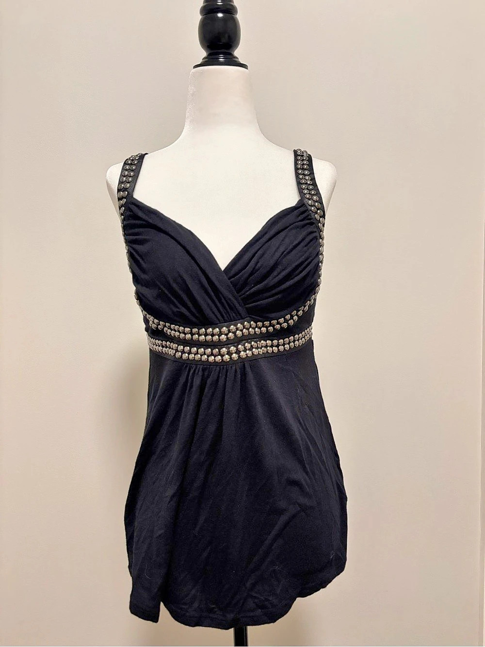 Le Chateau Studded Ruched Camisole in Black
